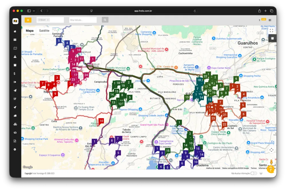 Mapa de entregas em tempo real
